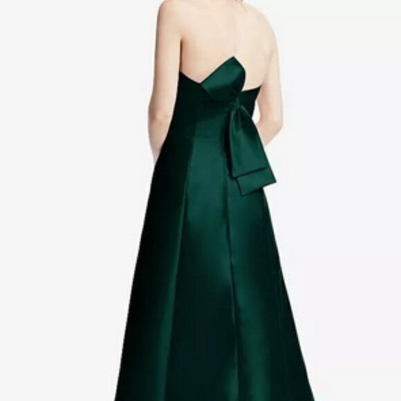 Alfred Sung Evergreen Strapless Satin A-Line Gown D842 - Picture 1 of 6